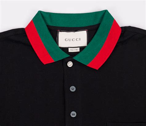 green gucci collar shirt on m odel